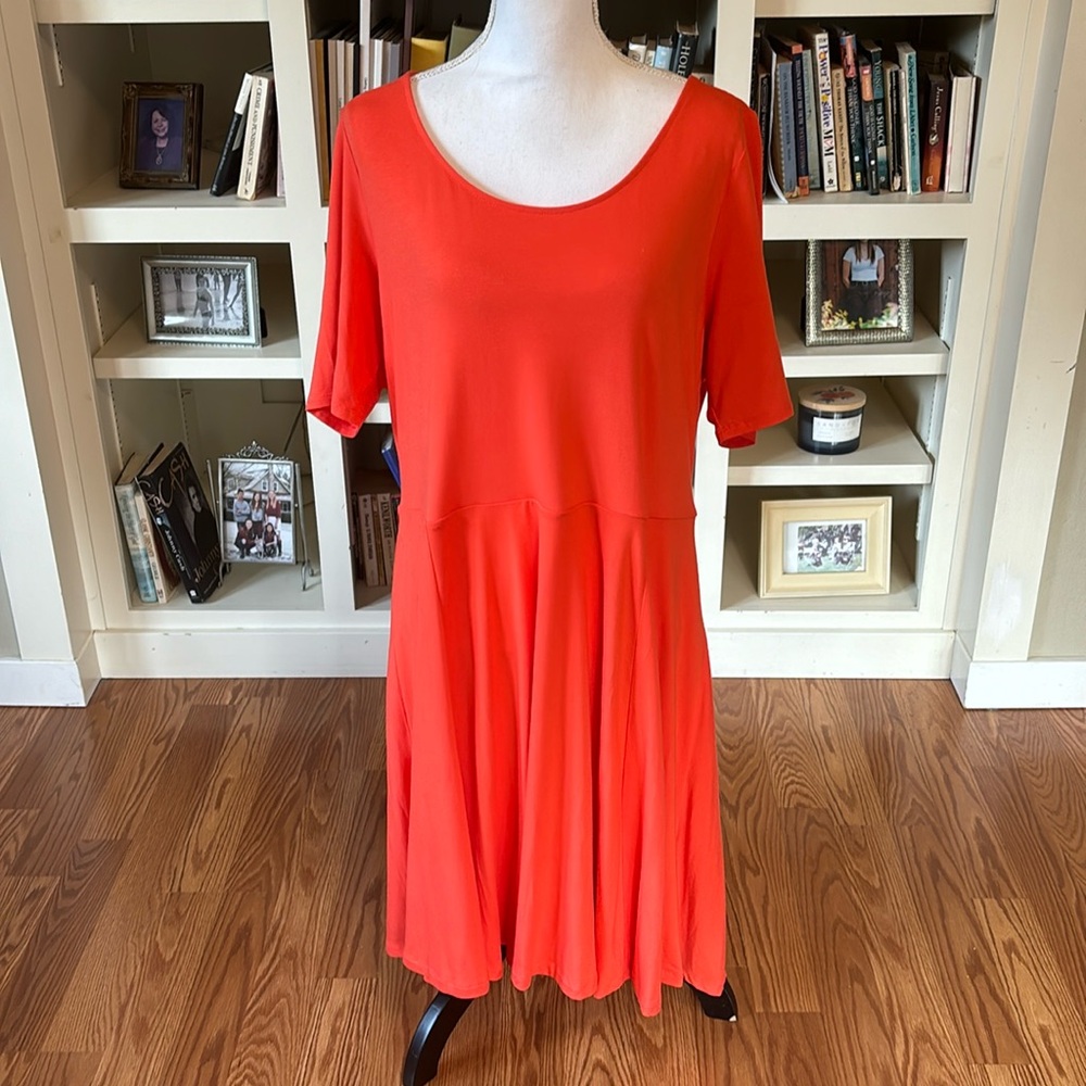 NWT Ava & Viv Orange Short Sleeve Scoop‎ Neck Dress Size XXL